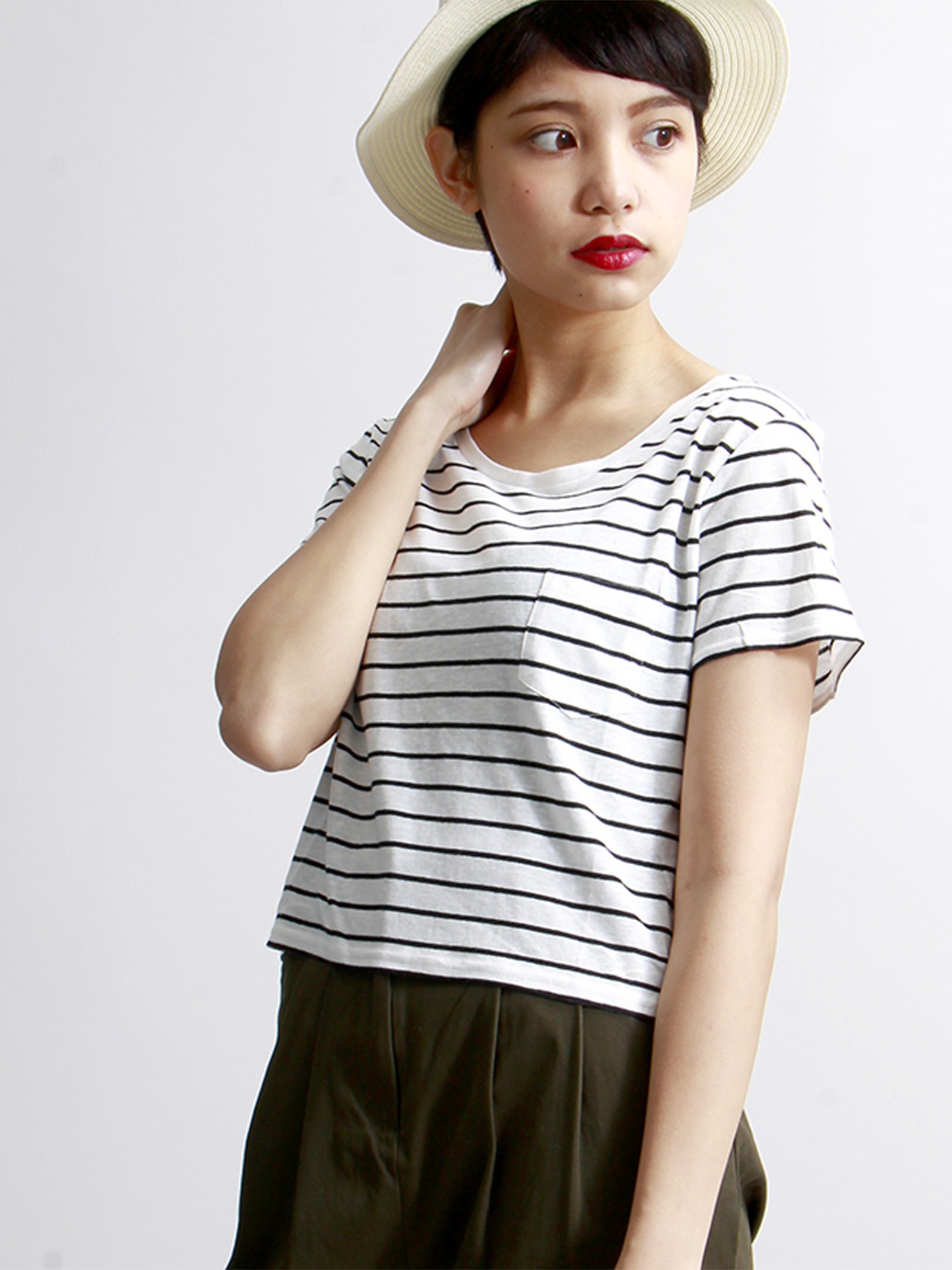 WEGO/リネンモダールUネックTシャツ
