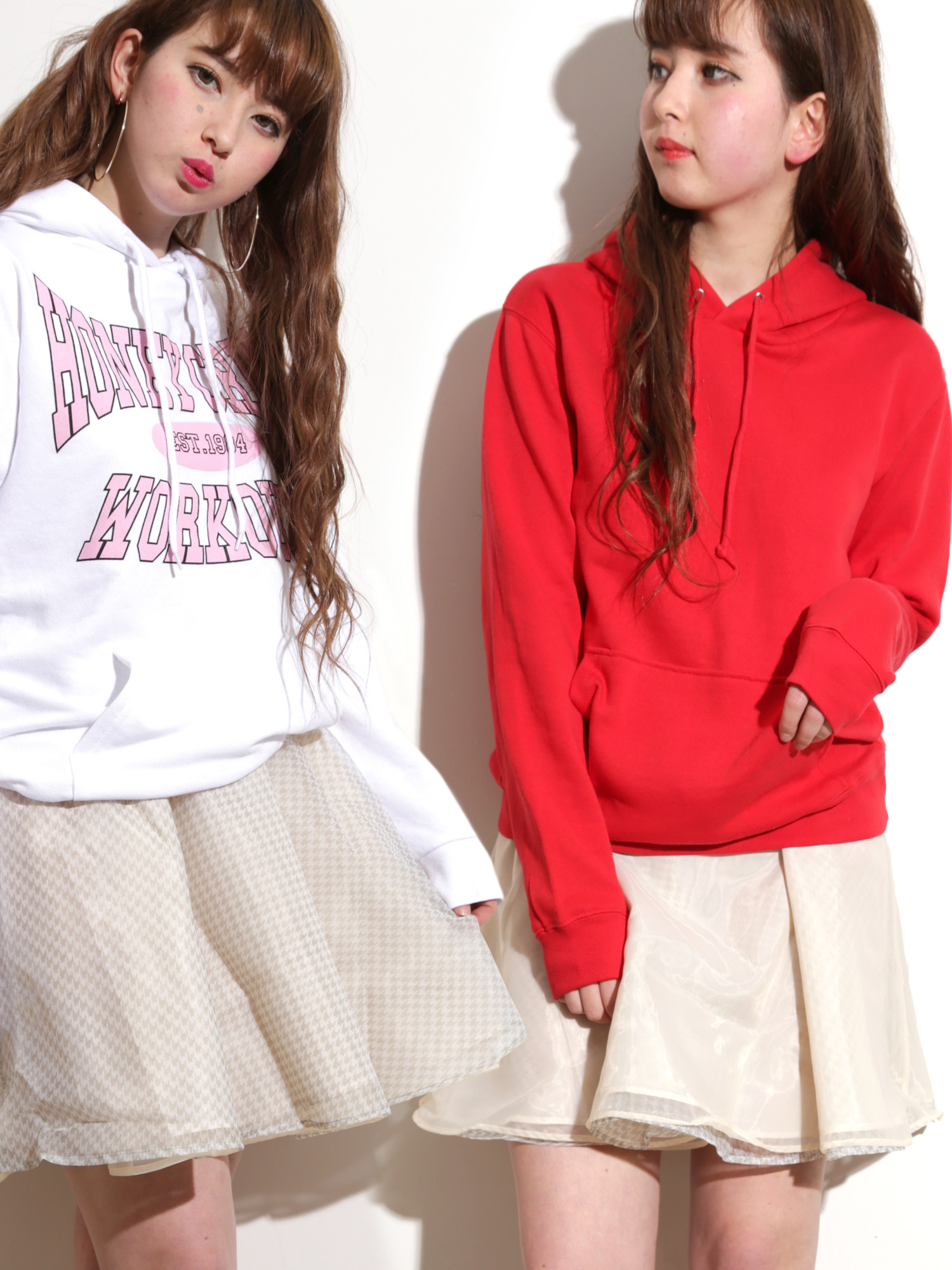 WEGO/オーガンジー千鳥柄リバーシブルスカート