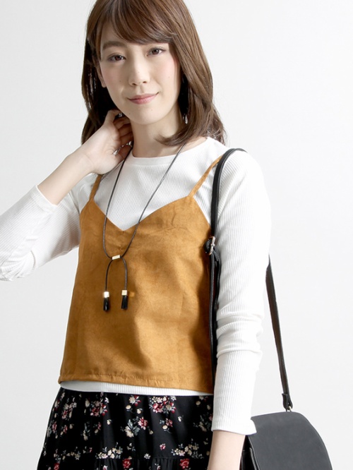 WEGO/キャミレイヤードTシャツ(キャメル)